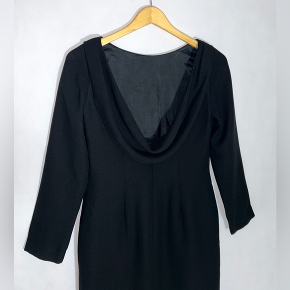 Maggie London Dress Midi Sheath Black Floral Embroidery sz 6 Petite - Picture 5 of 12